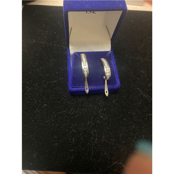 10K white gold 24 Diamond earrings 4 grams