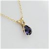 Image 3 : Yellow Gold Genuine Iolite & Moonstone Pendant