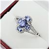 Image 2 : Sterling Silver Genuine Tanzanite & White Sapphire Ring
