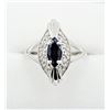 Image 1 : Sterling Silver Genuine Sapphire & Cubic Zirconia Ring