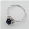 Image 4 : Sterling Silver Genuine Sapphire & Cubic Zirconia Ring