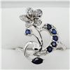 Image 1 : Sterling Silver Genuine Sapphire & Cubic Zirconia Ring