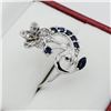 Image 3 : Sterling Silver Genuine Sapphire & Cubic Zirconia Ring