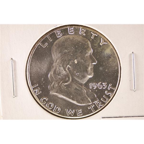 1963 SILVER FRANKLIN HALF DOLLAR BRILLIANT UNC