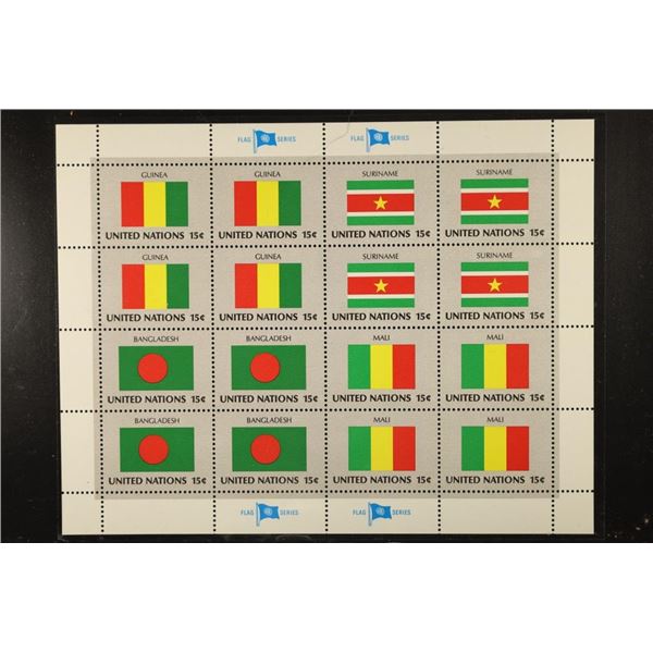 SHEET OF 16 UNITED NATIONS FLAG SERIES STAMPS