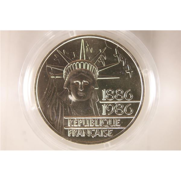 1986 FRANCE SILVER PIEDFORT 100 FRANCS BU