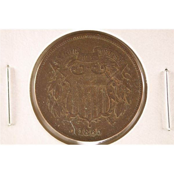 1865 US TWO CENT PIECE EXTRA FINE