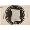 Image 1 : 2000 LIBERIA BILL OF RIGHTS SILVER PROOF $20