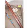 Image 1 : Beaded Flute, Rattle, Wooden flute with carved turtle
