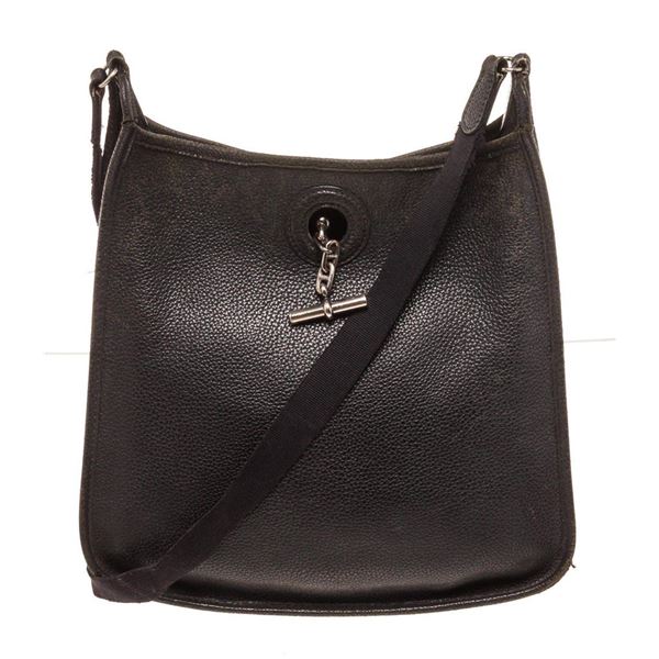 Hermes Black Leather Vespa PM Crossbody Bag