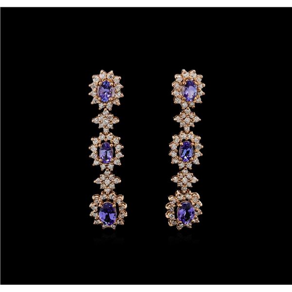 14KT Rose Gold 5.16 ctw Tanzanite and Diamond Earrings
