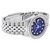 Image 4 : Rolex Mens Stainless Steel Blue Vignette 3 ctw Diamond Datejust Wristwatch