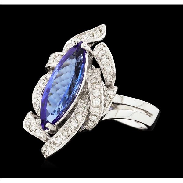 2.29 ctw Tanzanite and Diamond Ring - 14KT White Gold