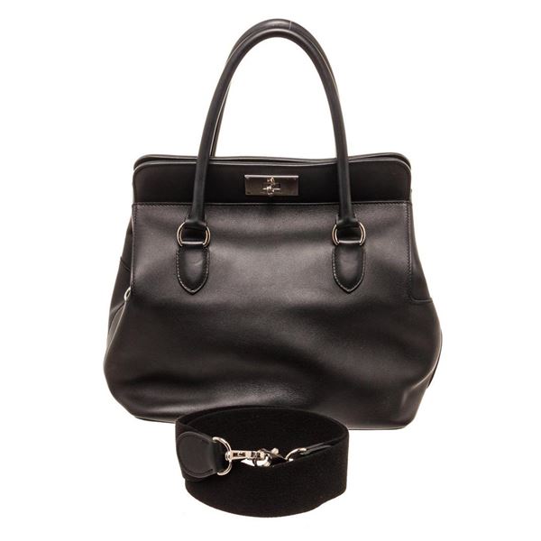 Hermes Black Leather Toolbox 26cm Handbag