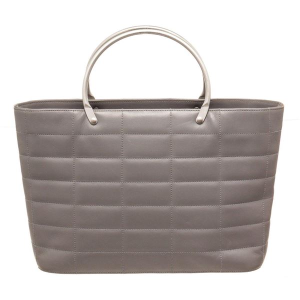 Chanel Silver Caviar Leather Chocolate Bar Tit Shoulder Bag