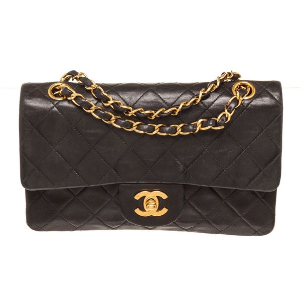 Chanel Black Leather Classic Double Shoulder Bag