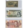Image 1 : 3 Cdn bills - 1900 25¢ shinplaster, 1973 $1.00, 1986 $2.00