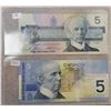 Image 4 : 6 Canadian $5 five dollar bills - 1937, 1954, 1972, 1979, 1986, 2002
