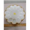 Image 1 : Milk glass with gold trim egg plate