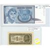 Image 1 : 1944 Yugoslavia 1 Dinar - #48a And 1992 Yugoslavia 100 Dinara - #112