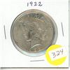 Image 1 : 1922 USA Silver Peace Dollar