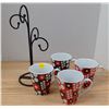 Image 1 : 4 Coffee Cups w/ Hanger