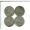 Image 1 : 4 silver canadian quarters