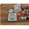 Image 2 : lot of collectibles -pins, dog tag, earrings, marble