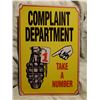 Image 1 : tin sign "Complaint Department"