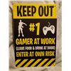 Image 1 : tin sign "Keep Out, Gamer At Work"