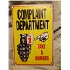 Image 1 : tin sign "Complaint Department"