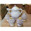 Image 1 : Pine / winter theme décor with candle holders - porcelain