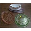 Image 1 : 3 Glass Serving Trays w/ NIPPON Gravy Boat