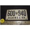 Image 1 : 1953 Wheaties Cereal Mini License Plate - Quebec