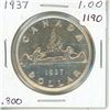 Image 1 : Canada 1937 Dollar .800 Silver A.U. 55 Cond.