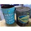 Image 1 : 2 Metal Pails "Keep Your Plant Clean" "Primex Shortening" w/ Lid