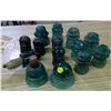 Image 1 : Lot of 13 Coloured Glass Insulators