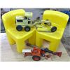 Image 1 : 2 Childrens Chairs w/ Metal Toys (Auger, Grader, Tractor) (missing parts)
