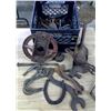 Image 1 : Crate Lot of Miscelaneous Iron, Hooks, Etc