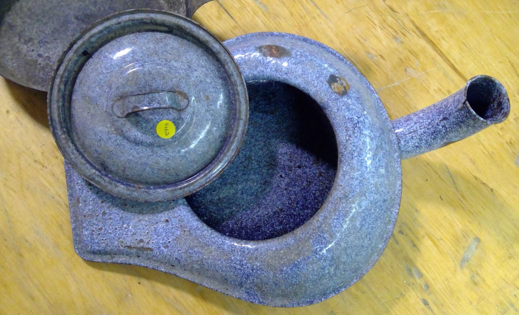 Enameled Bedpan w/ Famous Steel Frying Pan