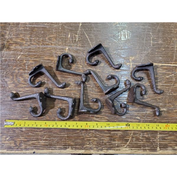 ten 3.5" iron acorn hooks