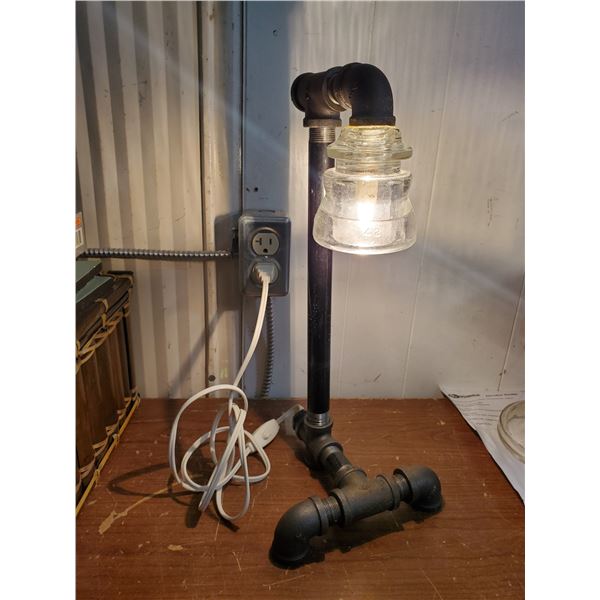 18 x 8" pipe & insulator lamp (works)