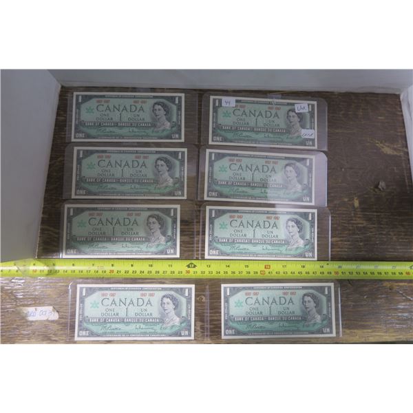 8 1867-1967 $1 Bills BU/UNC CRISP