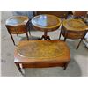 Image 1 : 4 Wood and Leather Tables - 2 End Tables / Coffee Table / Table