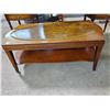 Image 5 : 4 Wood and Leather Tables - 2 End Tables / Coffee Table / Table