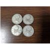 Image 1 : Four silver Canadian quarters 1942, 43, 44, 46
