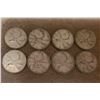 Image 1 : 8 Silver Canadian Quarters