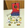 Image 1 : jewellery box w/ 2 pair earrings & 27 lapel pins