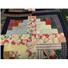 Image 2 : 60 x 76" (twin) patchwork bedspread - green on reverse, some hand stitching