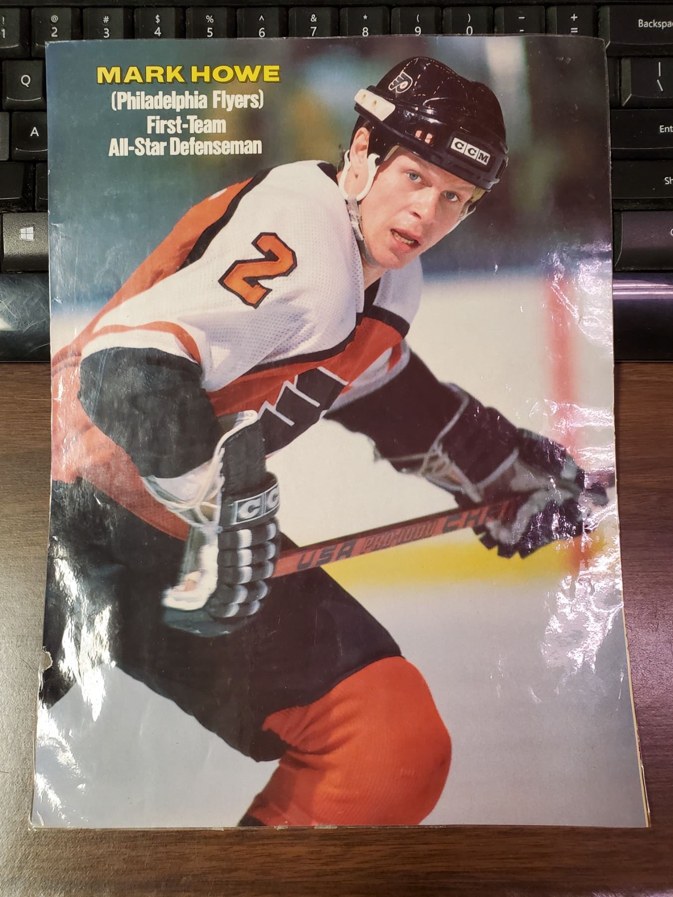 Clark Howe two sided picture Mark Howe & Wendel Clark
